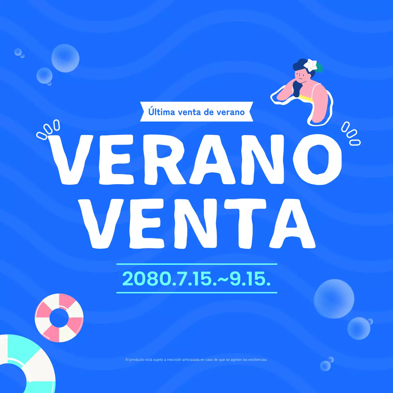 Bonitos anuncios azules de descuentos de verano.