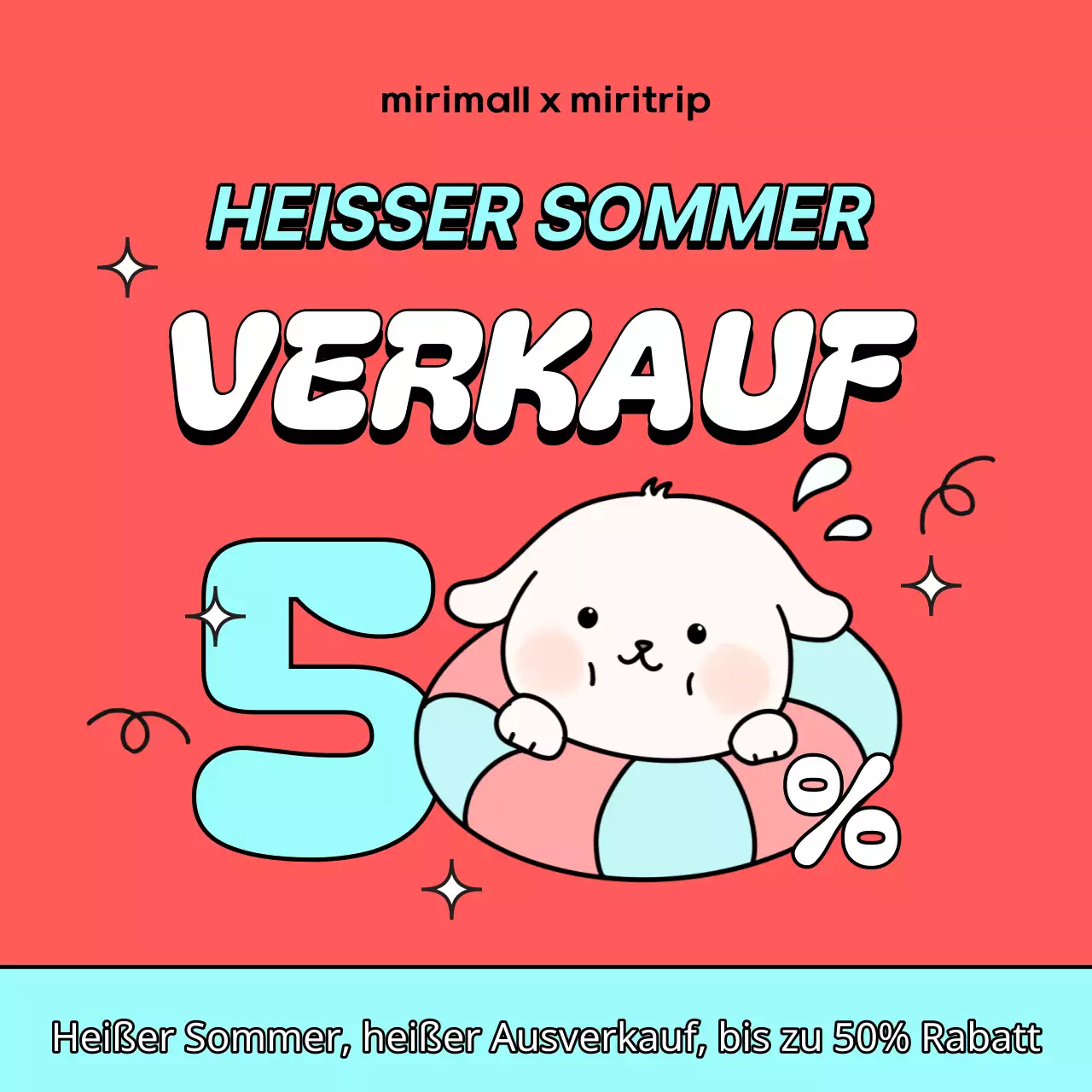 Pop-Art-Werbung für den Sommerschlussverkauf in Rot und Hellblau
