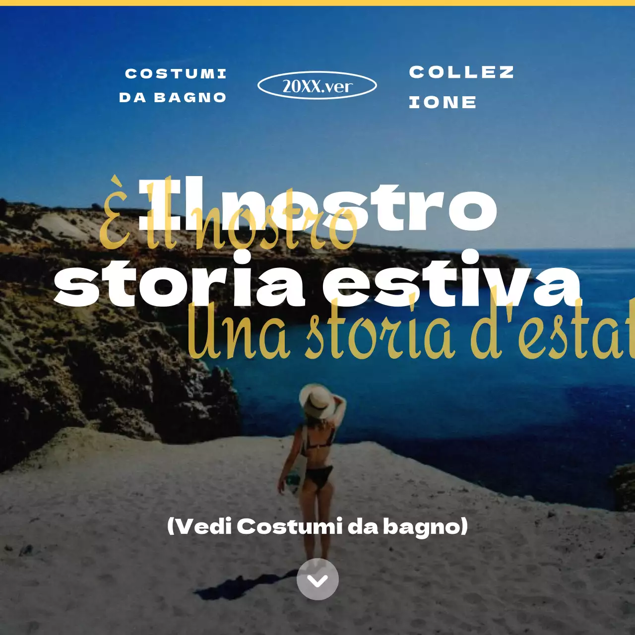 Promuovere i costumi da bagno classici gialli e bianchi