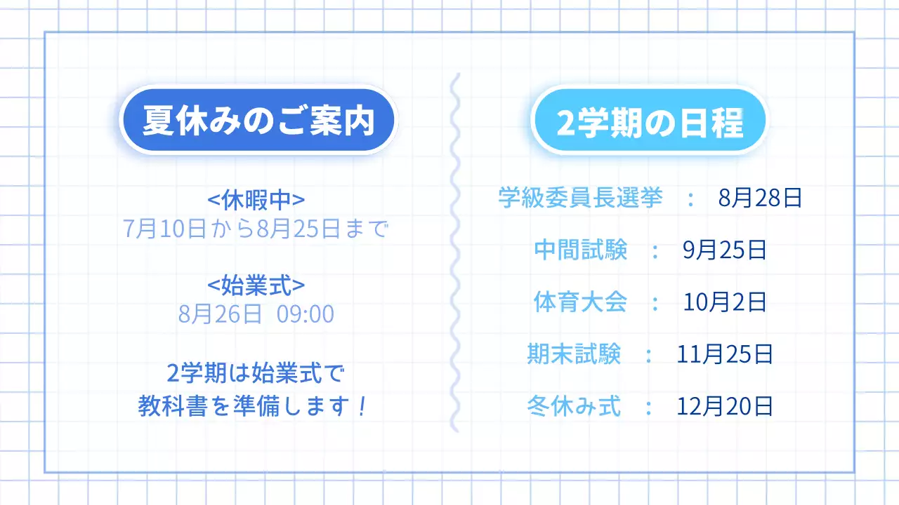 青 かわいい 夏休み お知らせ プレゼンテーション