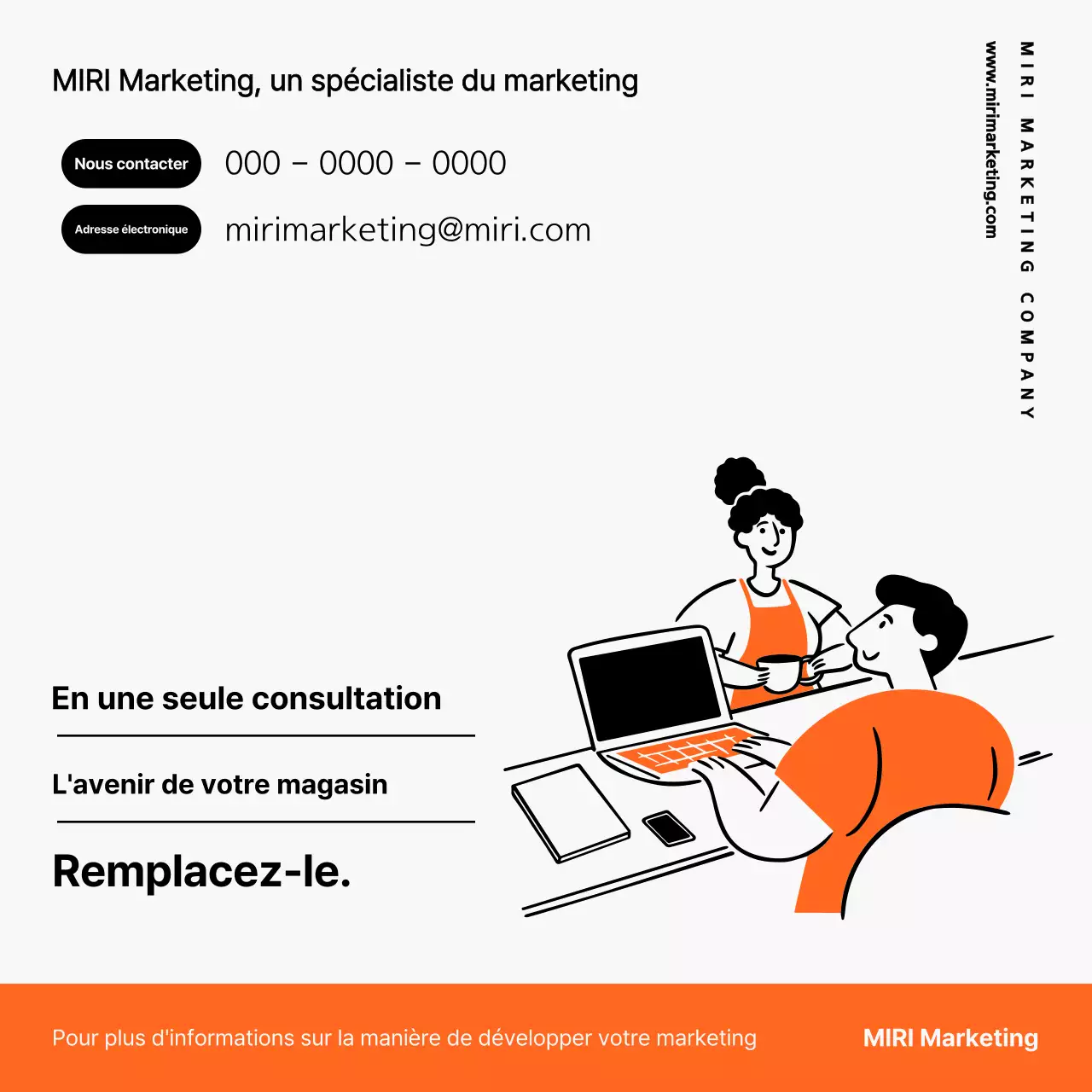 Faites la promotion de vos services de conseil en marketing en orange et noir
