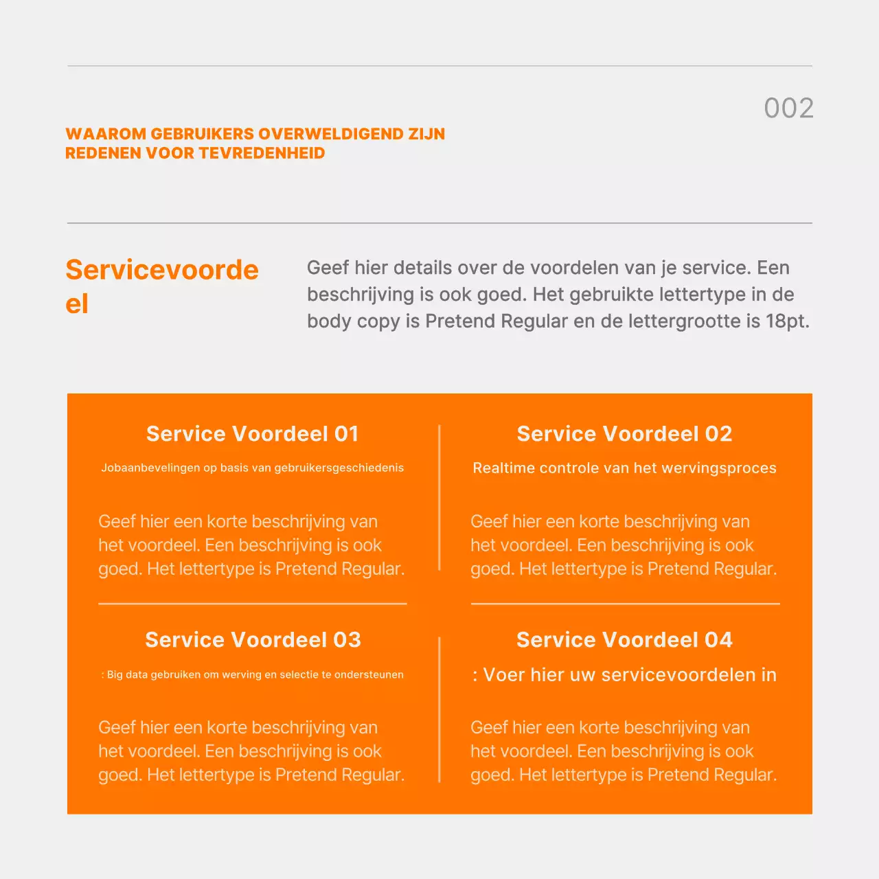 Promoot een trendy zwart-oranje platform voor het matchen van vacatures