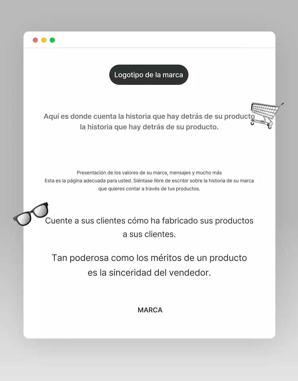 Promocione su página de introducción en un centro comercial de moda en gris y azul claro