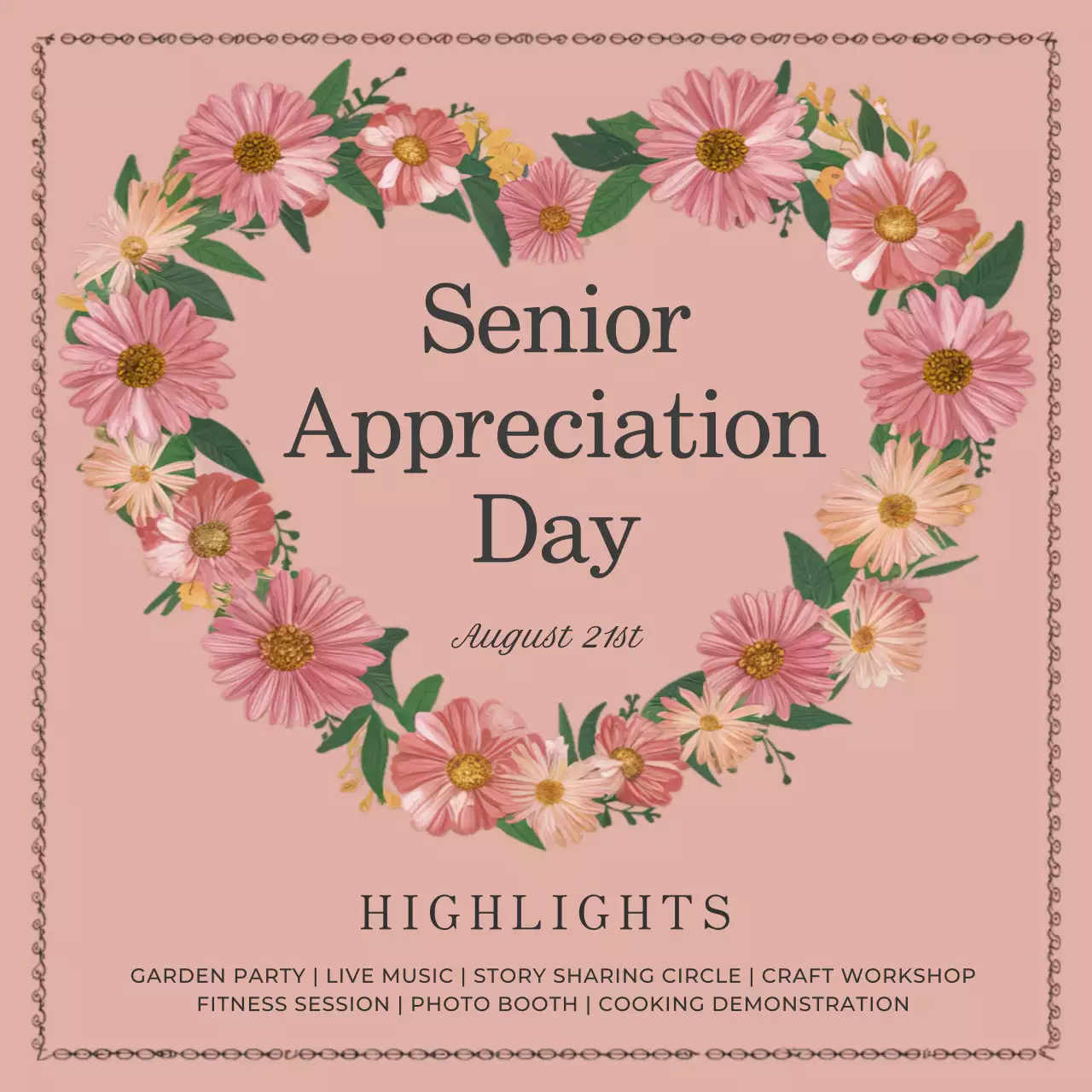 Pink Floral Appreciation Event Social Media Post