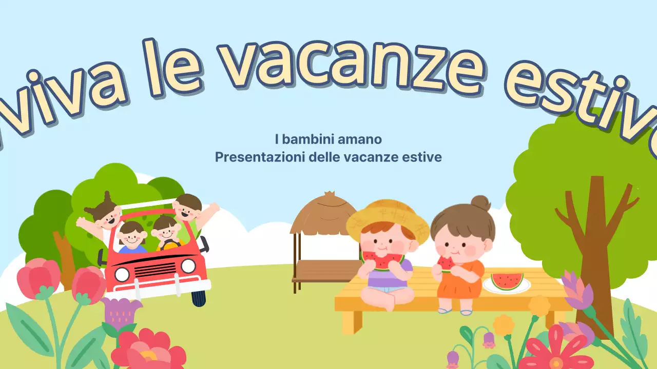 Presentazione delle vacanze scolastiche in azzurro e chartreuse
