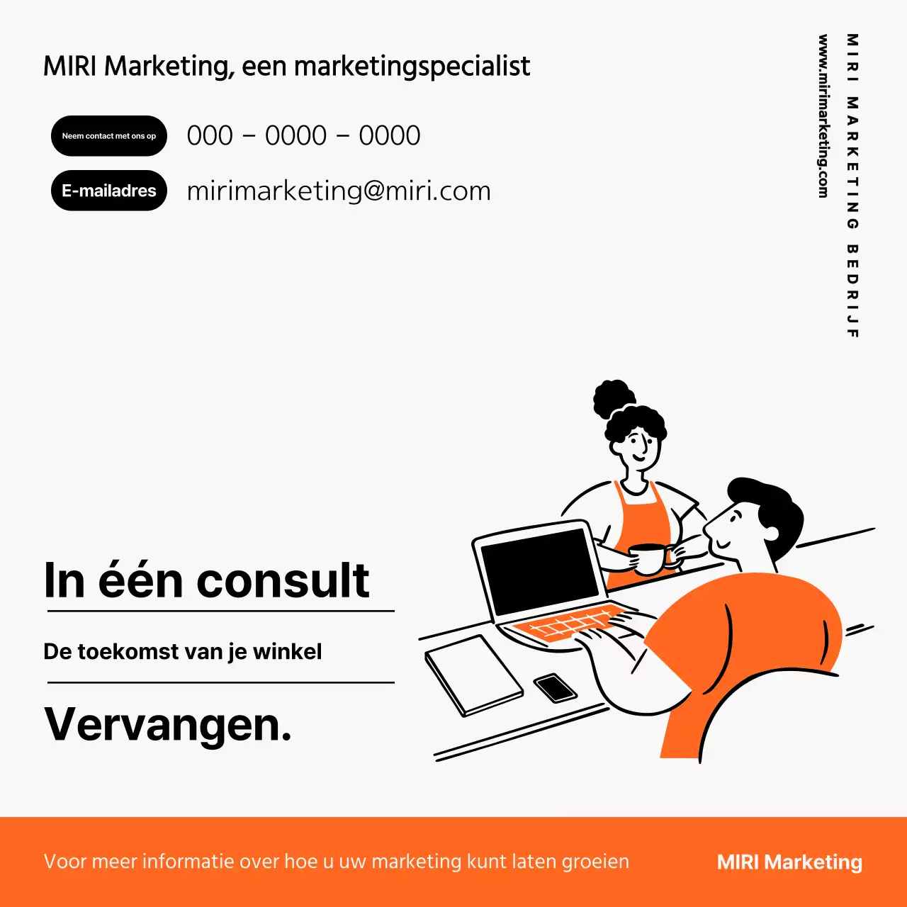 Promoot je marketingadvies in oranje en zwart