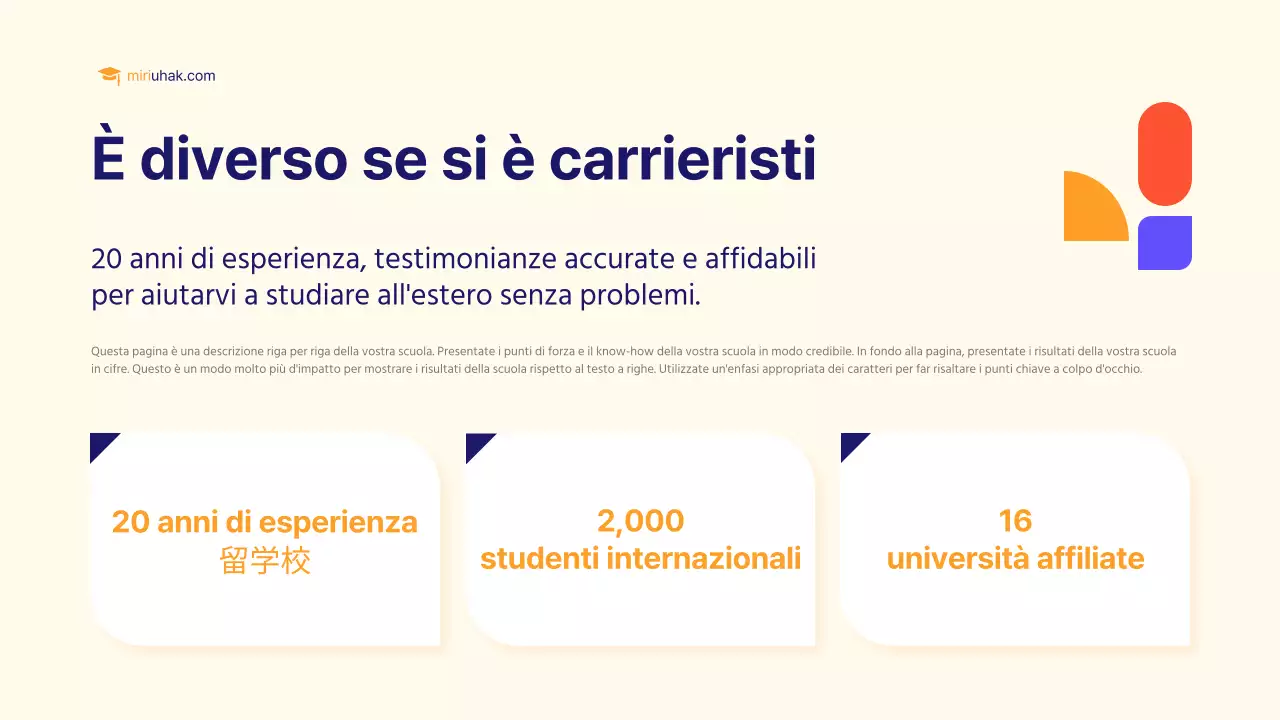 Un semplice prospetto di studio all'estero giallo e arancione