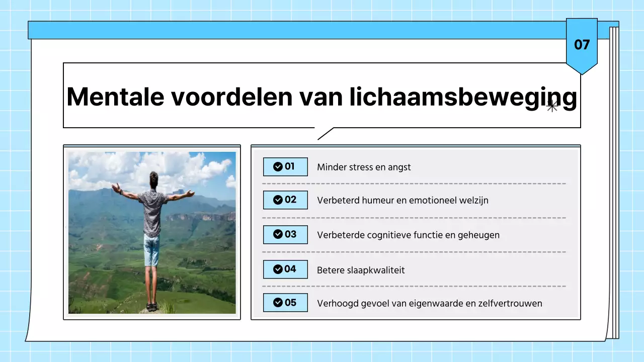 Lichtblauw eenvoudig oefenmateriaal voor gezondheidsvoorlichting