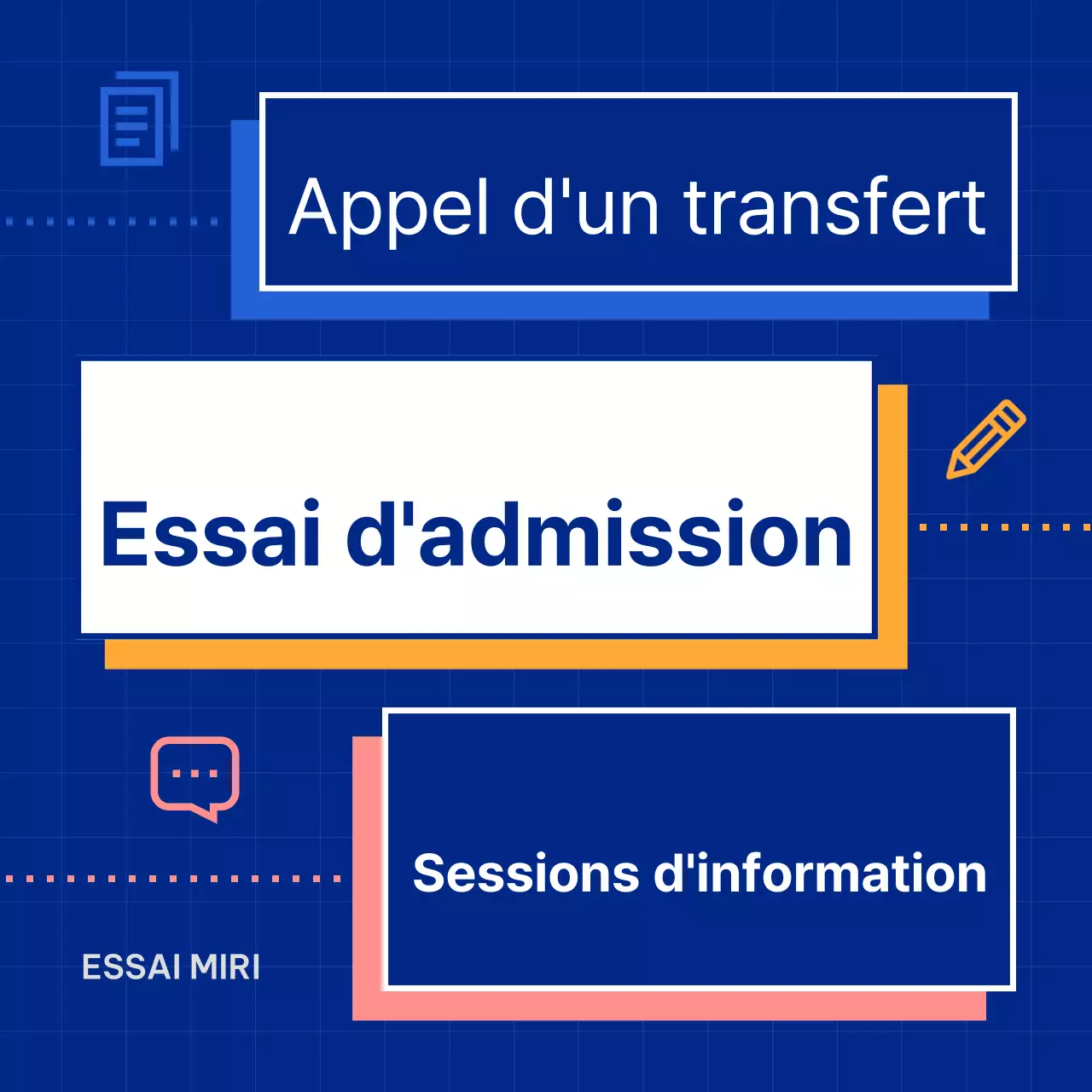 Promouvoir le bleu, des essais simples d'admission à l'université