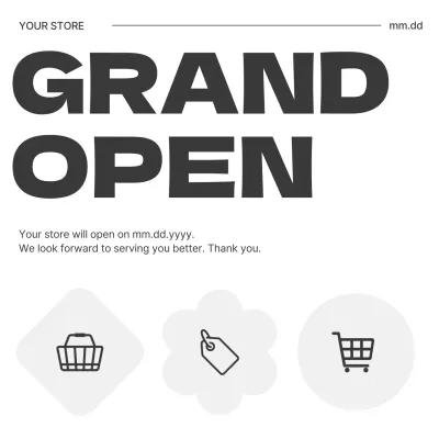 Black Modern Store Announcement Social Media Post