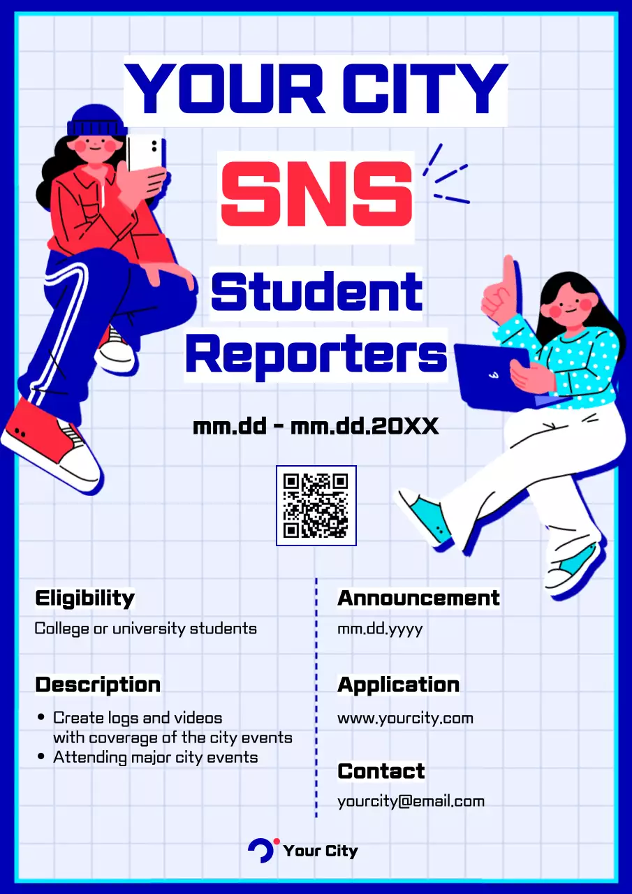 Promote the recruitment of a pop of blue and red collegiate outreach journalists