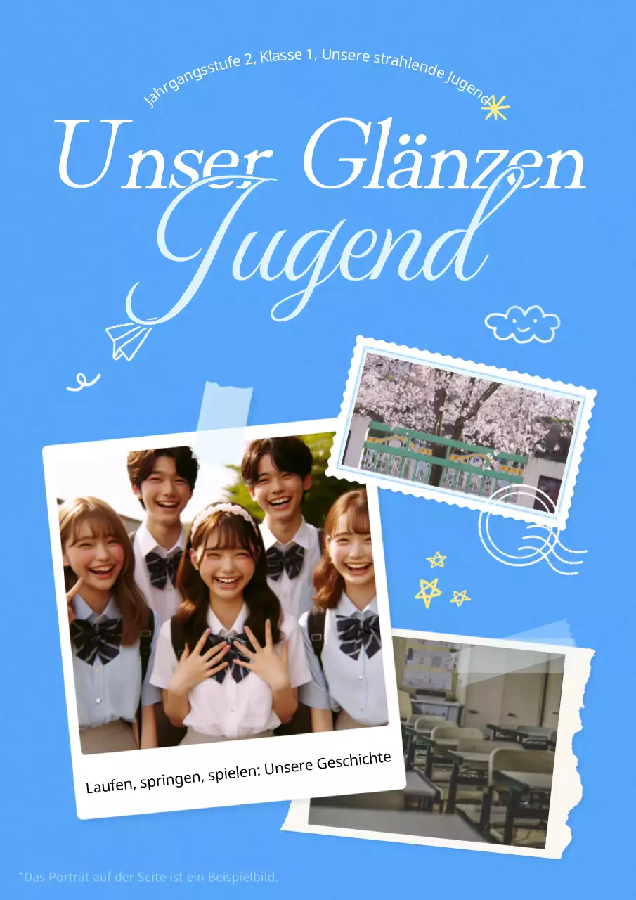 Hellblauer und weißer Klassenfoto-Fotobucheinband