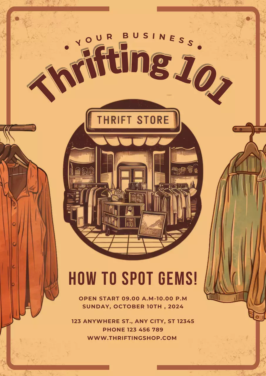 Beige Vintage Thrift Guide Poster