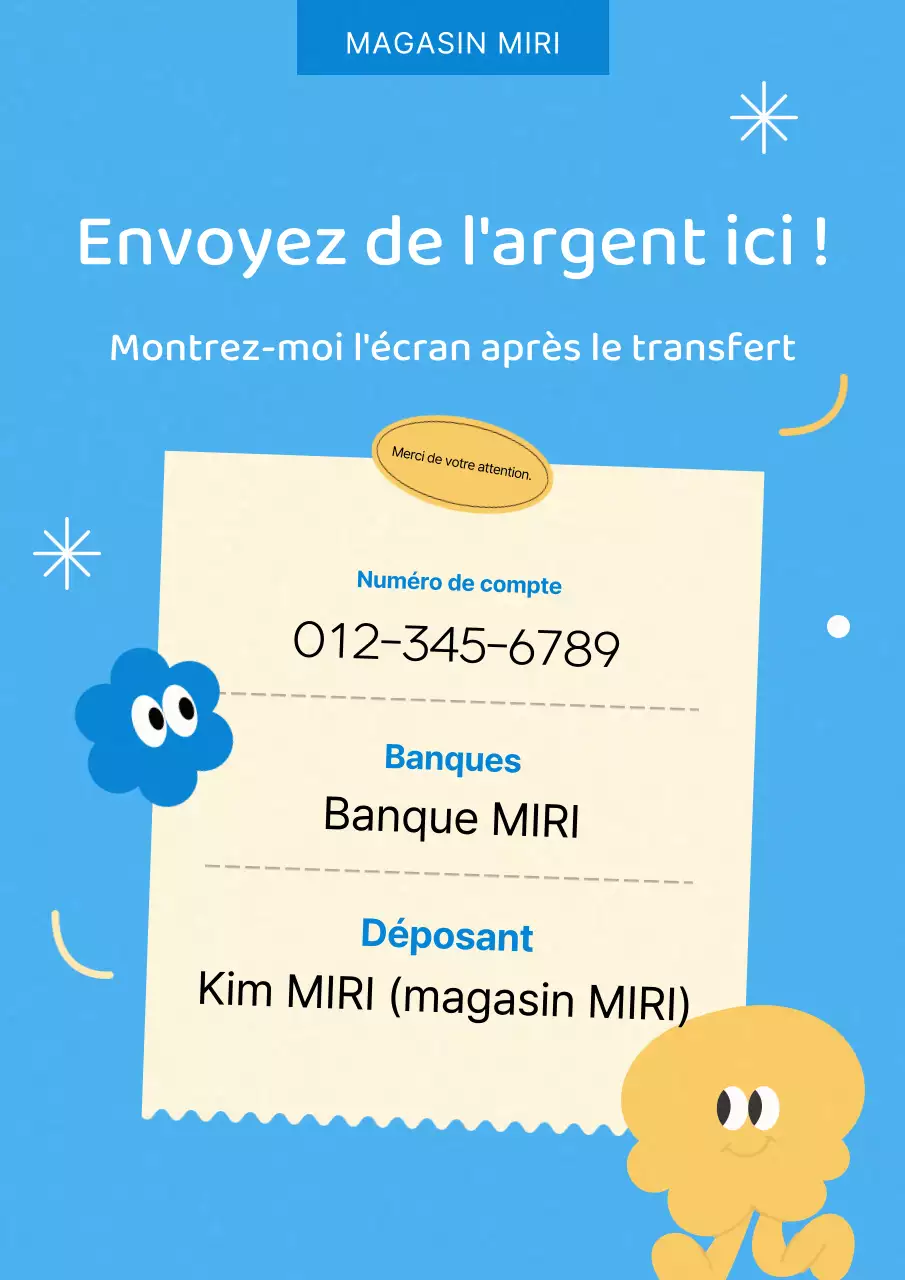 Annonce de dépôt direct jaune et bleu clair