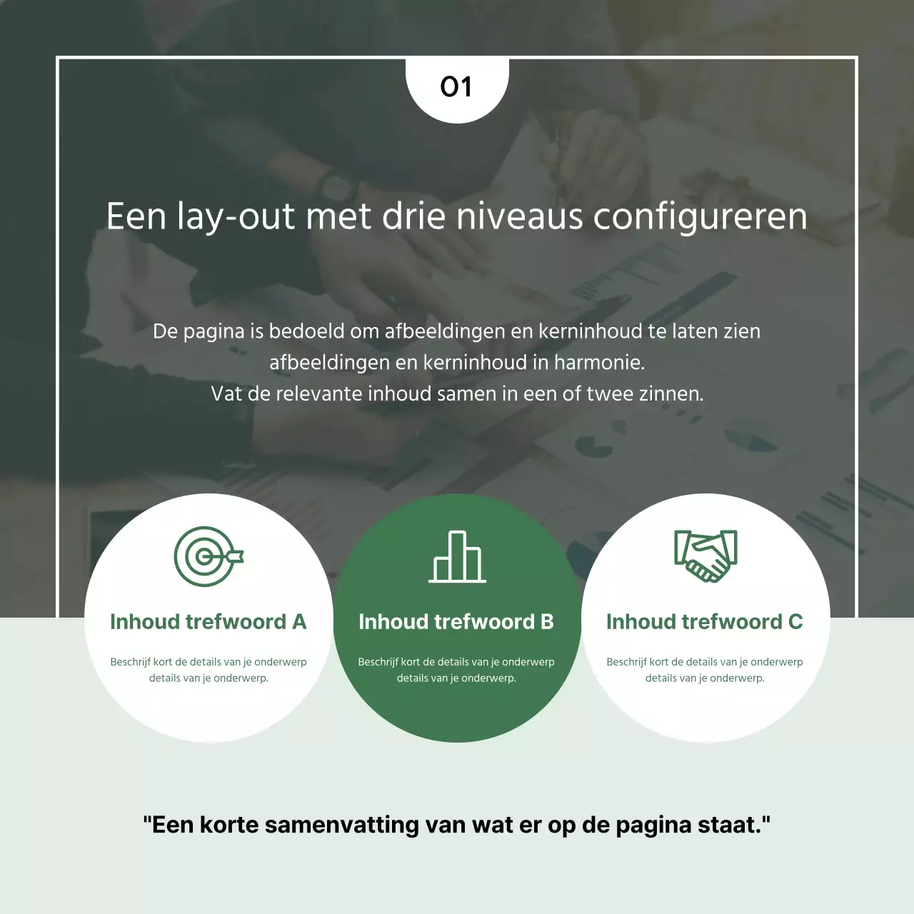 Een eenvoudige zakelijke post in groen en wit