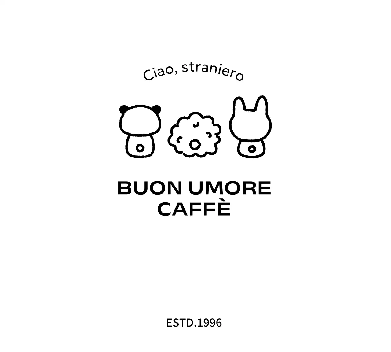 Simpatico merchandising da caffè con illustrazioni di animali da dietro