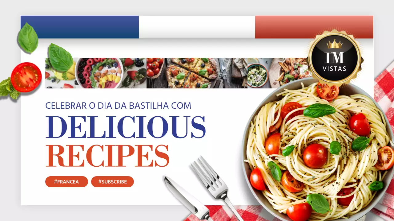 Sobre as receitas da cozinha francesa moderna em vermelho e azul
