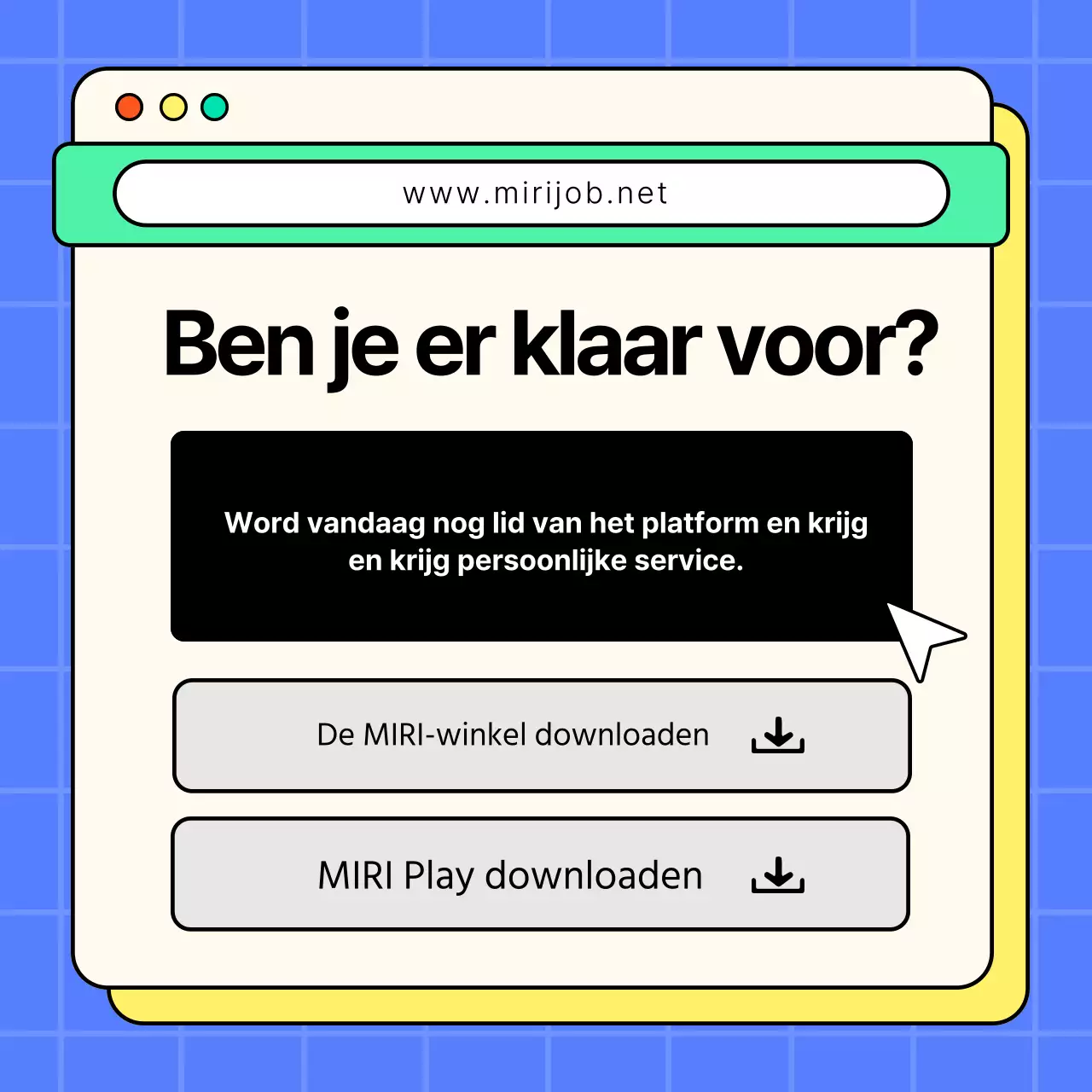 Trendy sollicitatiebrief in geel en blauw