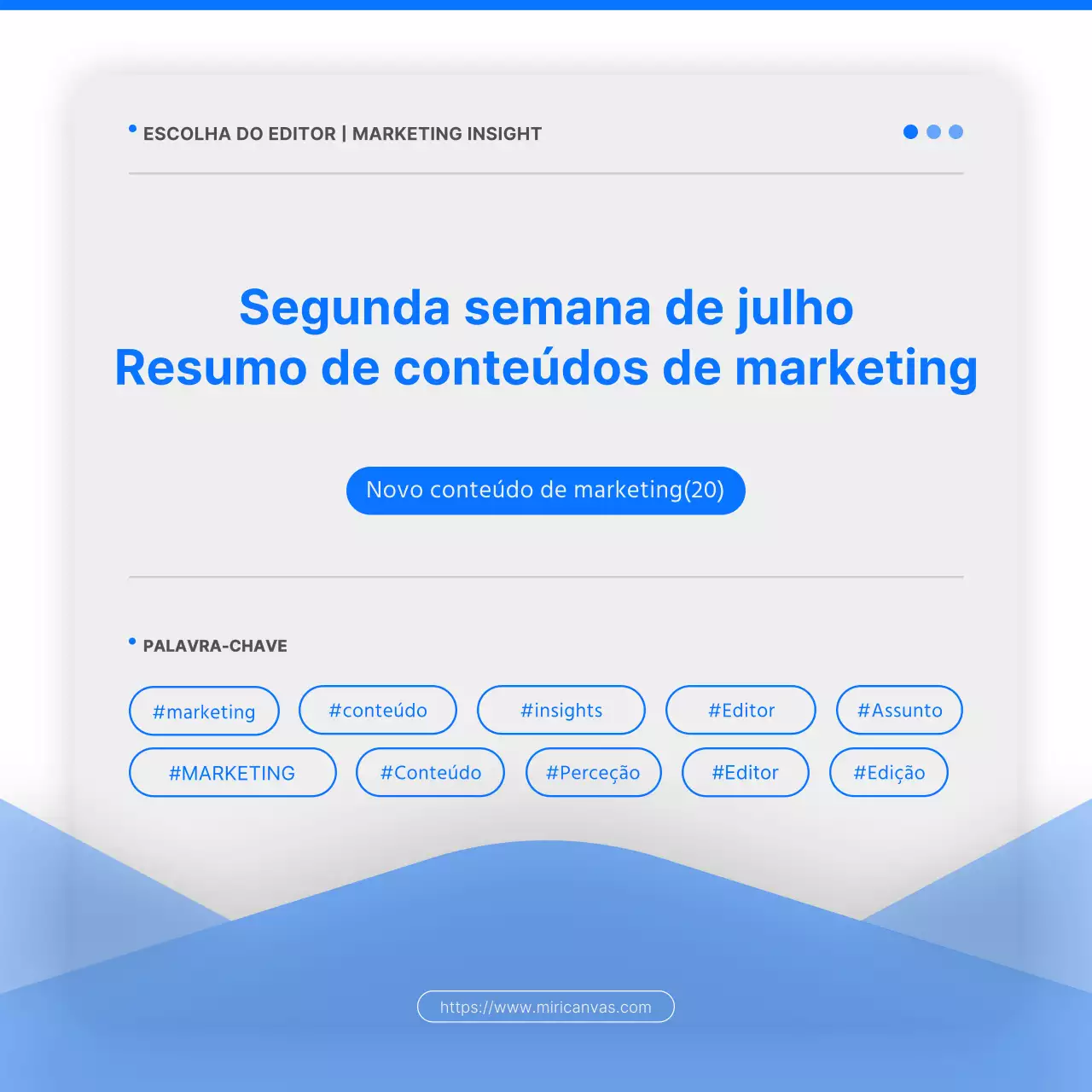Promover conteúdos de marketing modernos em azul e branco