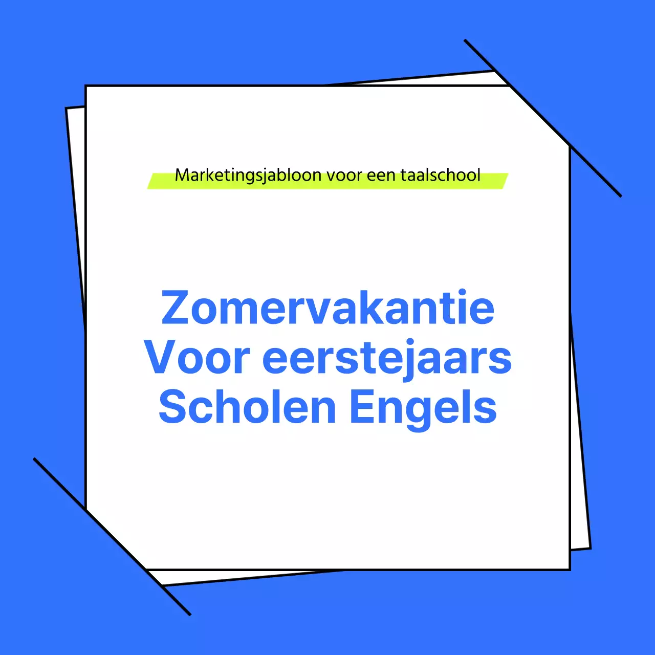 Een eenvoudige schoolprospectus in limoengroen en blauw