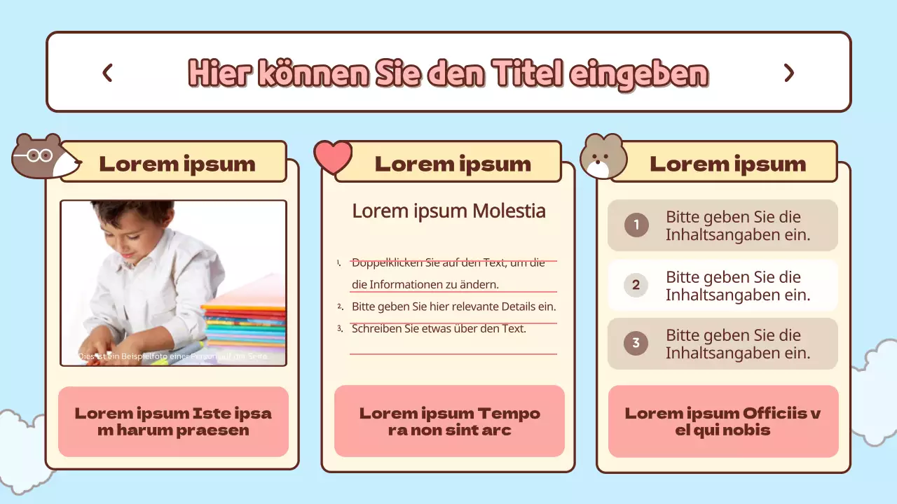 Hübsches hellblaues und rosa Einführungsmaterial für den Unterricht