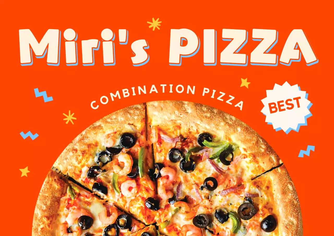 팝한 디자인의 피자 입체 포스터