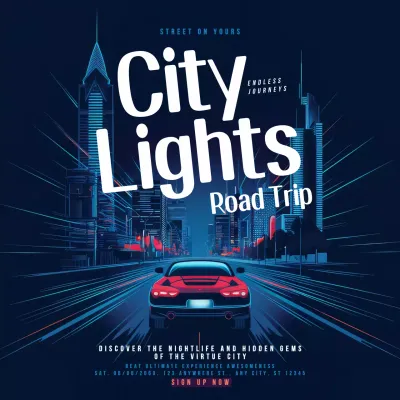 Blue Modern Road Trip Promotion Social Media Post