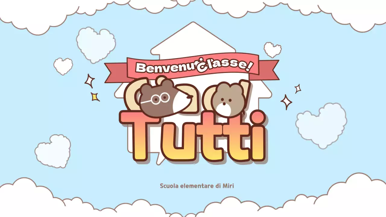 Materiale didattico introduttivo di colore azzurro e rosa, molto carino