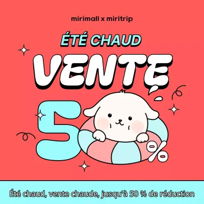 Publicité pop-art pour les soldes d'été en rouge et bleu clair