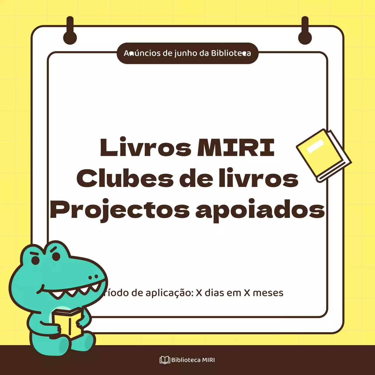 Promover o apoio a um clube do livro de uma editora amarela e hortelã