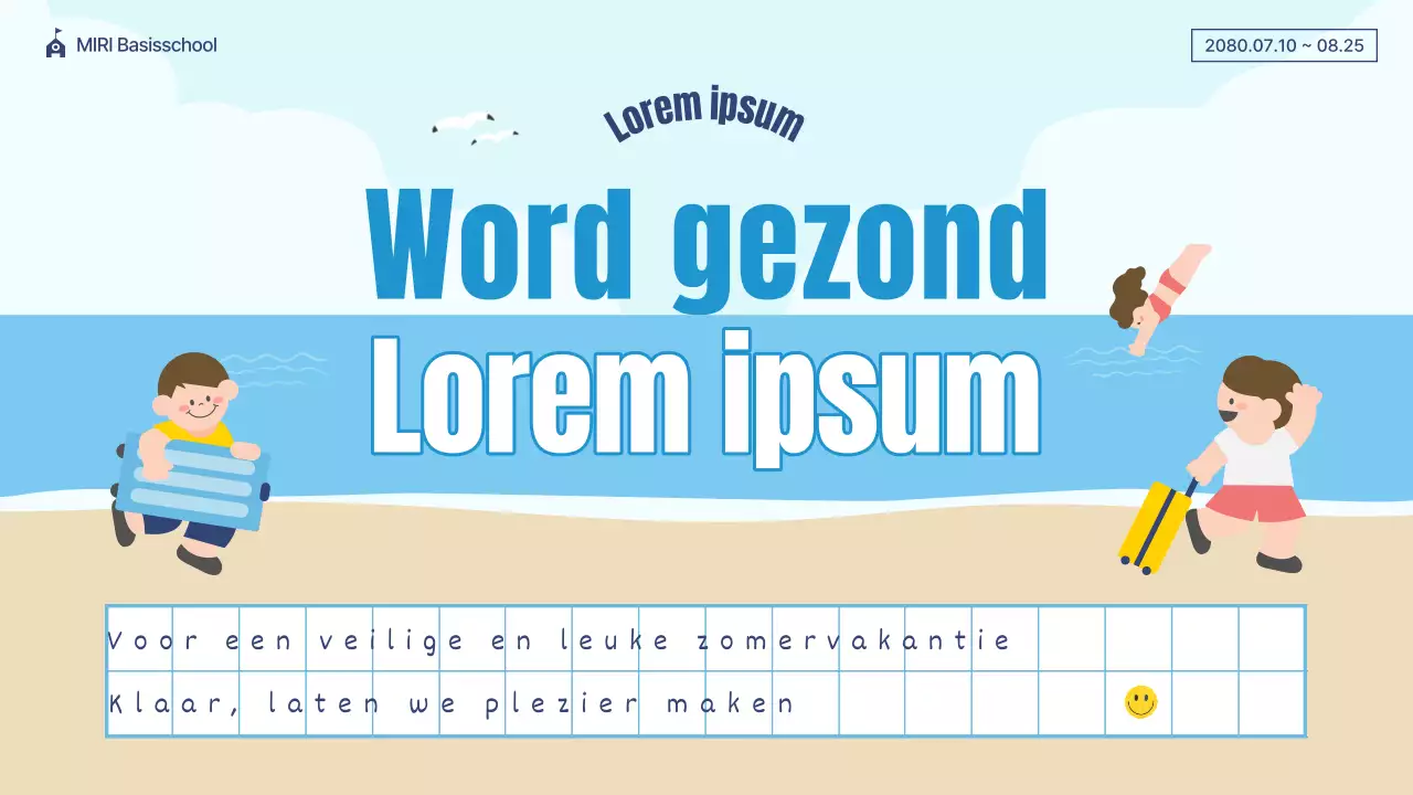 Een mooie blauw-beige zomervakantiepresentatie