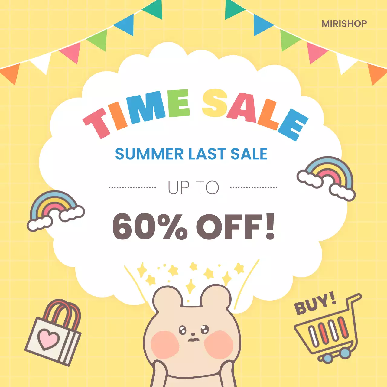 Yellow Cute Sale Promotion Social Media Post