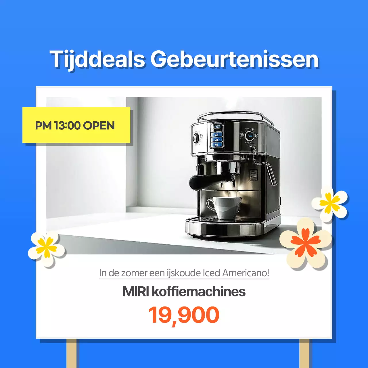 Promoot een tropisch zomerevenement in blauw en geel