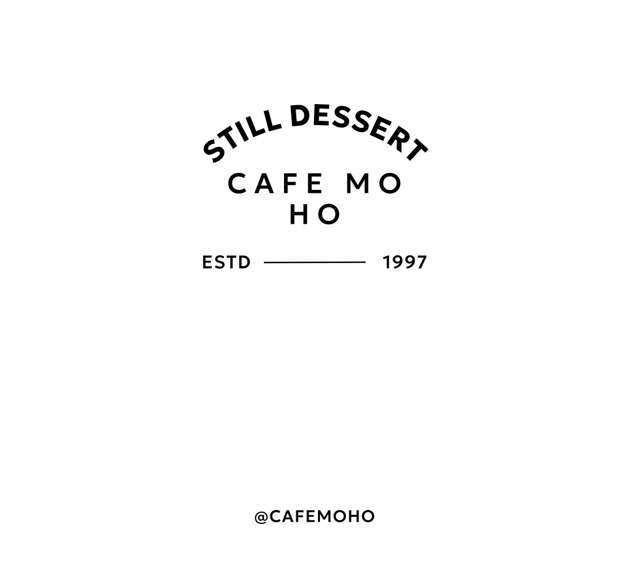 Cafe-Ware mit Textgestaltung und Dessert-Illustrationen