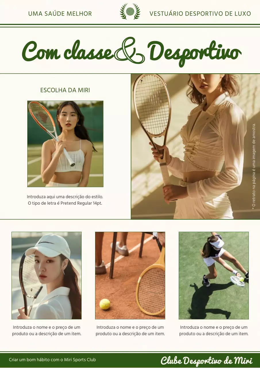 Uma proposta de vestuário desportivo de luxo em caqui e marfim