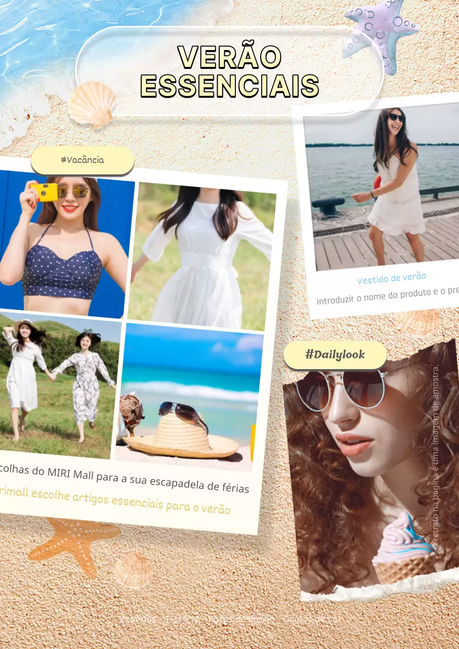 Proposta de um conjunto tropical de verão em bege e azul claro