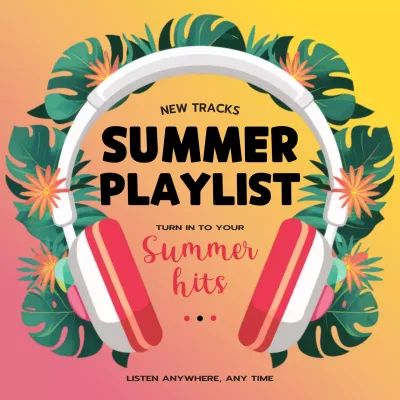 Yellow Tropical Playlist Advertisement Social Media Post