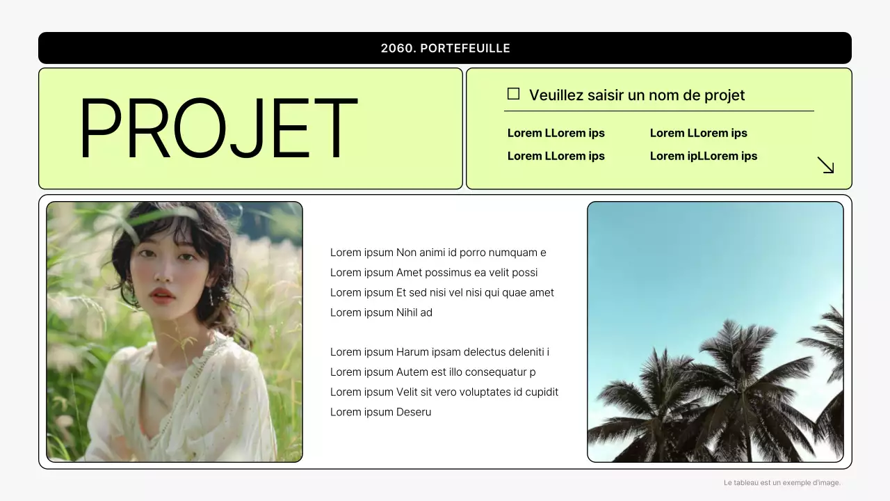 Portefeuille imprimable simple en gris et vert lime