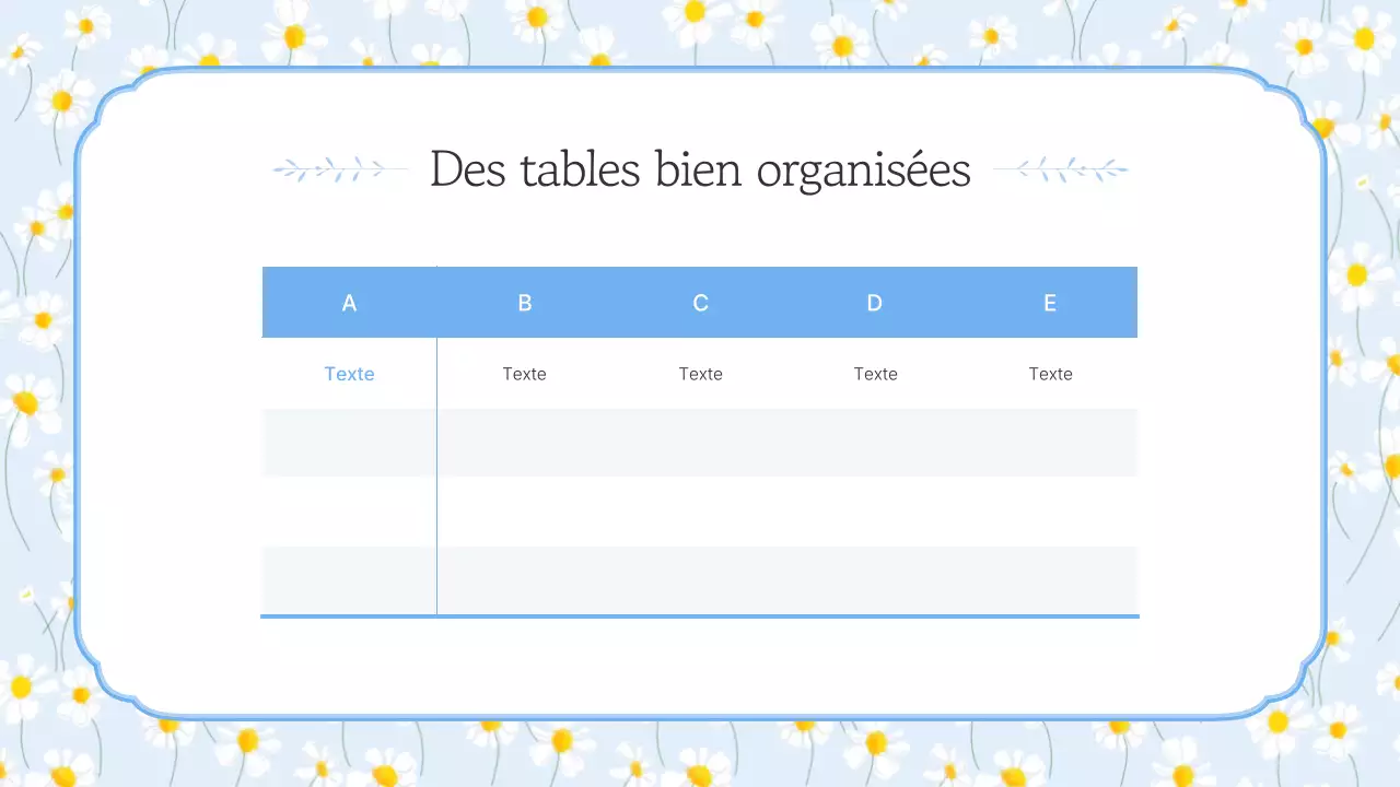Présentation de simples fleurs d'été en bleu clair et jaune