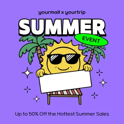 Purple Trendy Summer Promotion Social Media Post