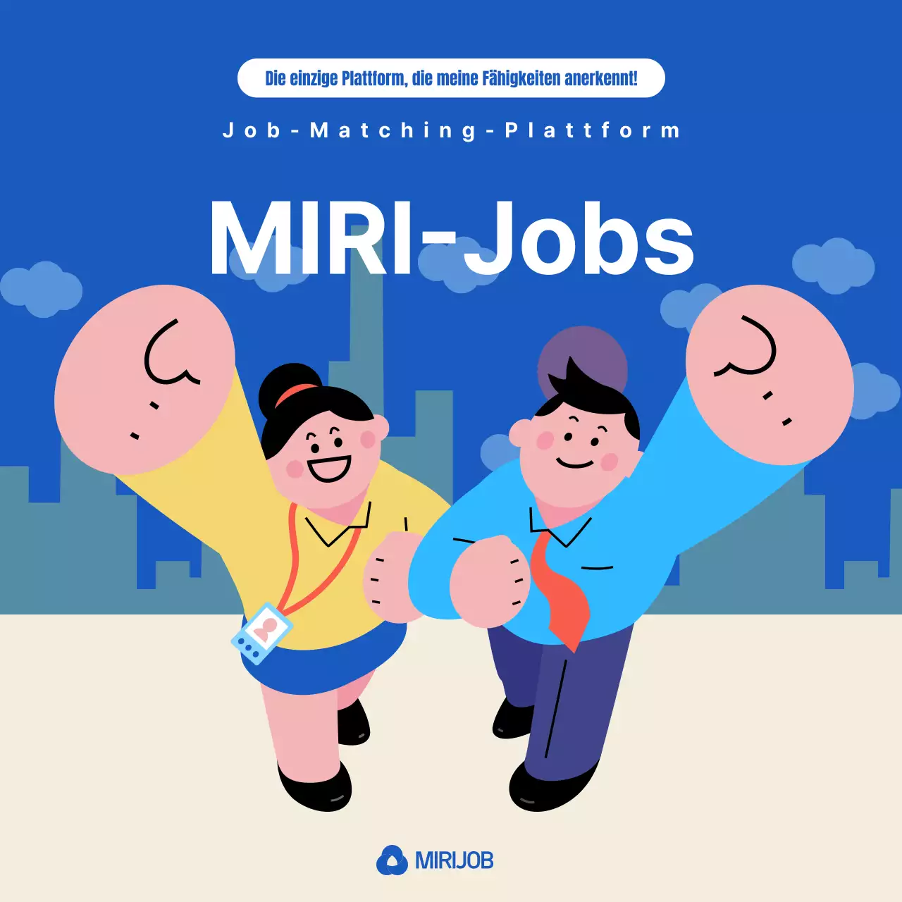 Bewerben Sie Ihre Job-Matching-Plattform mit blauen und weißen Akzenten