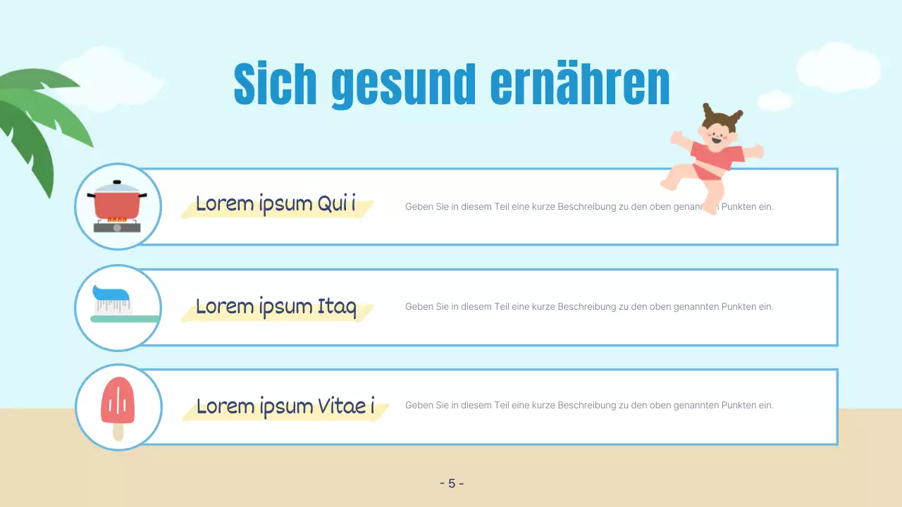 Eine hübsche Präsentation in Blau und Beige für den Sommerurlaub