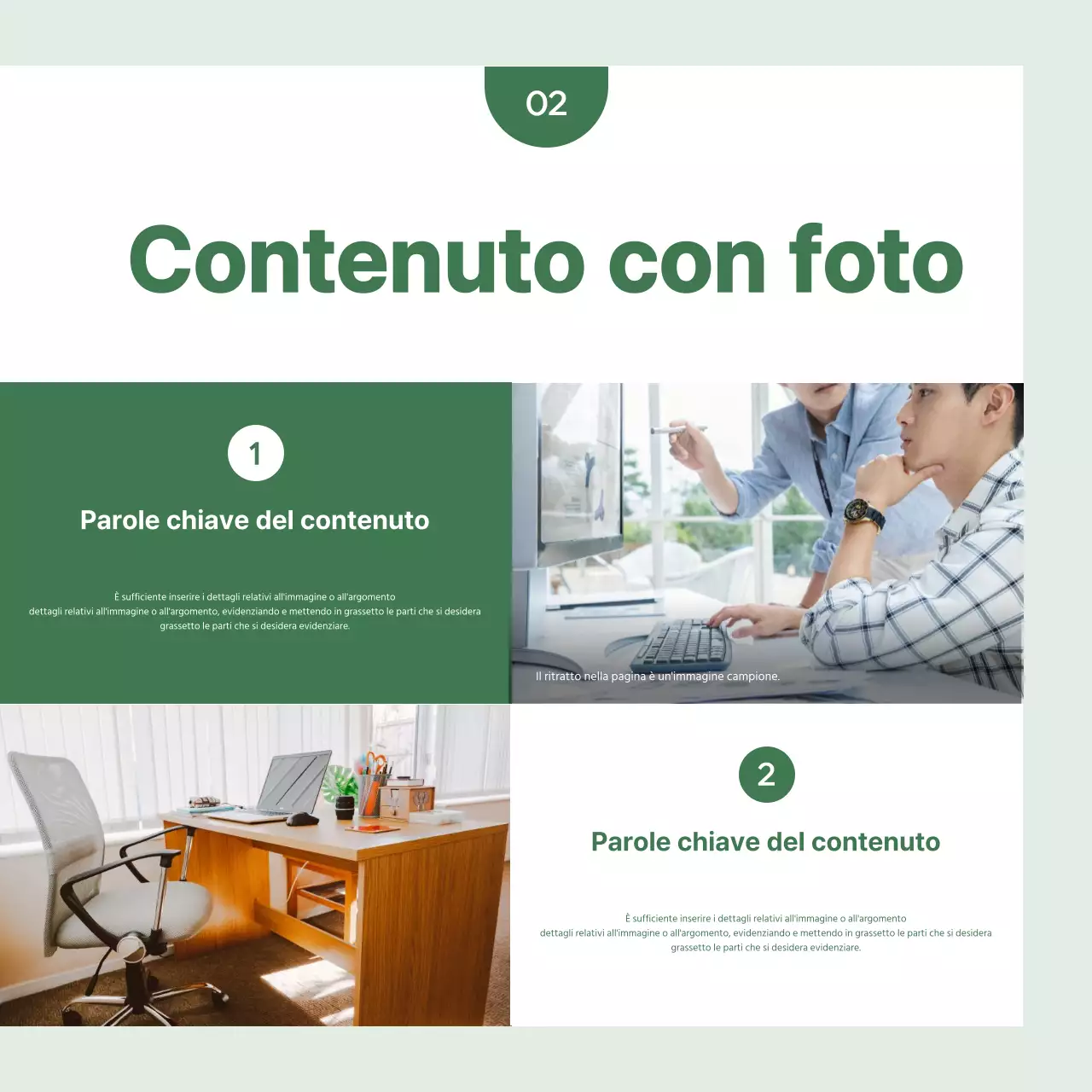 Un semplice messaggio commerciale in verde e bianco