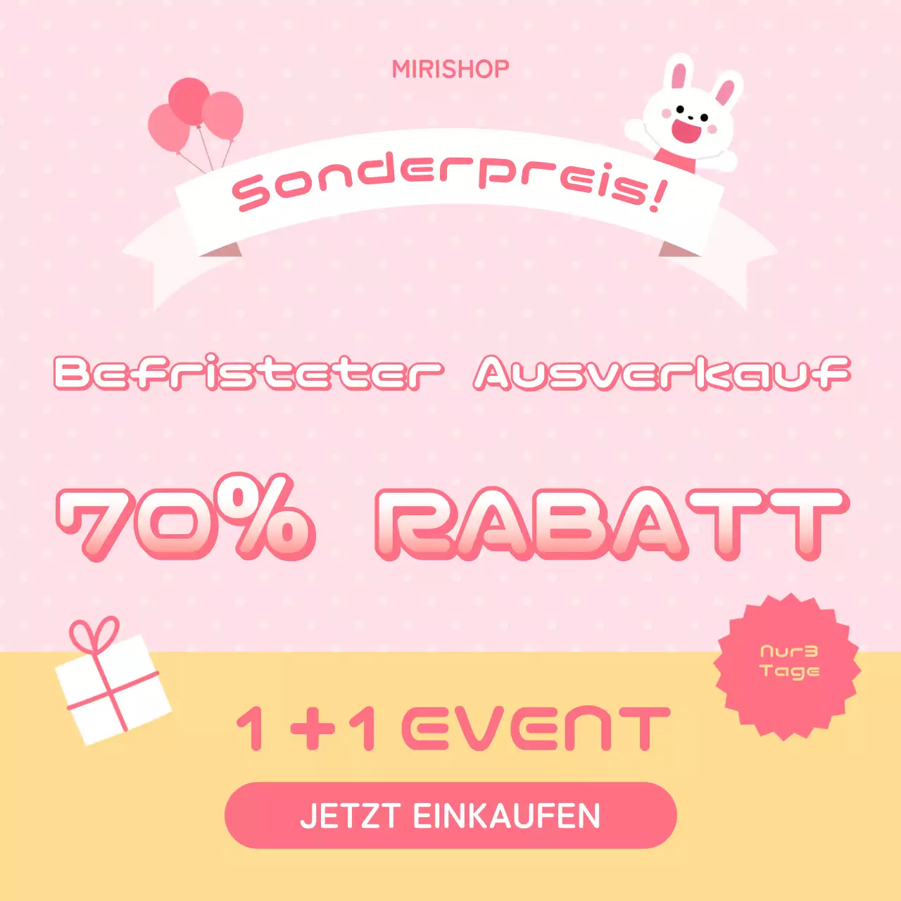 Eine einfache rosa-gelbe Timesale-Post