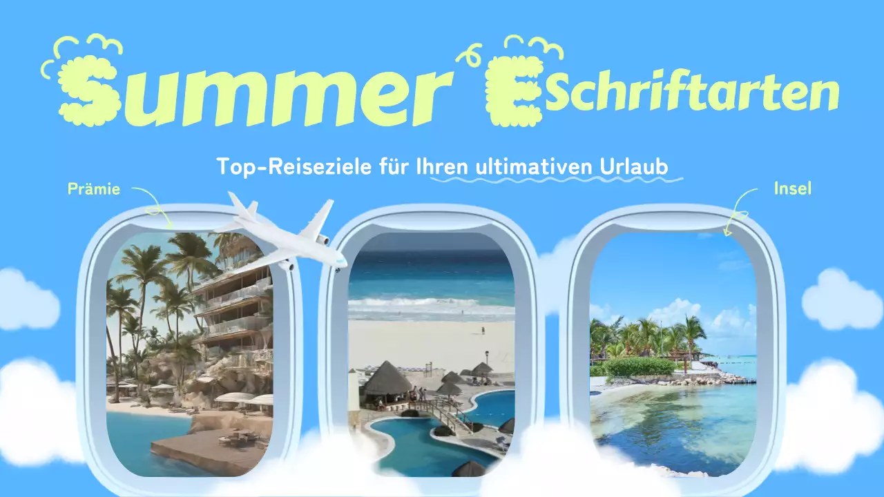 Weiße und hellblaue Sommerurlaubsziele im Vereinigten Königreich MainTitle