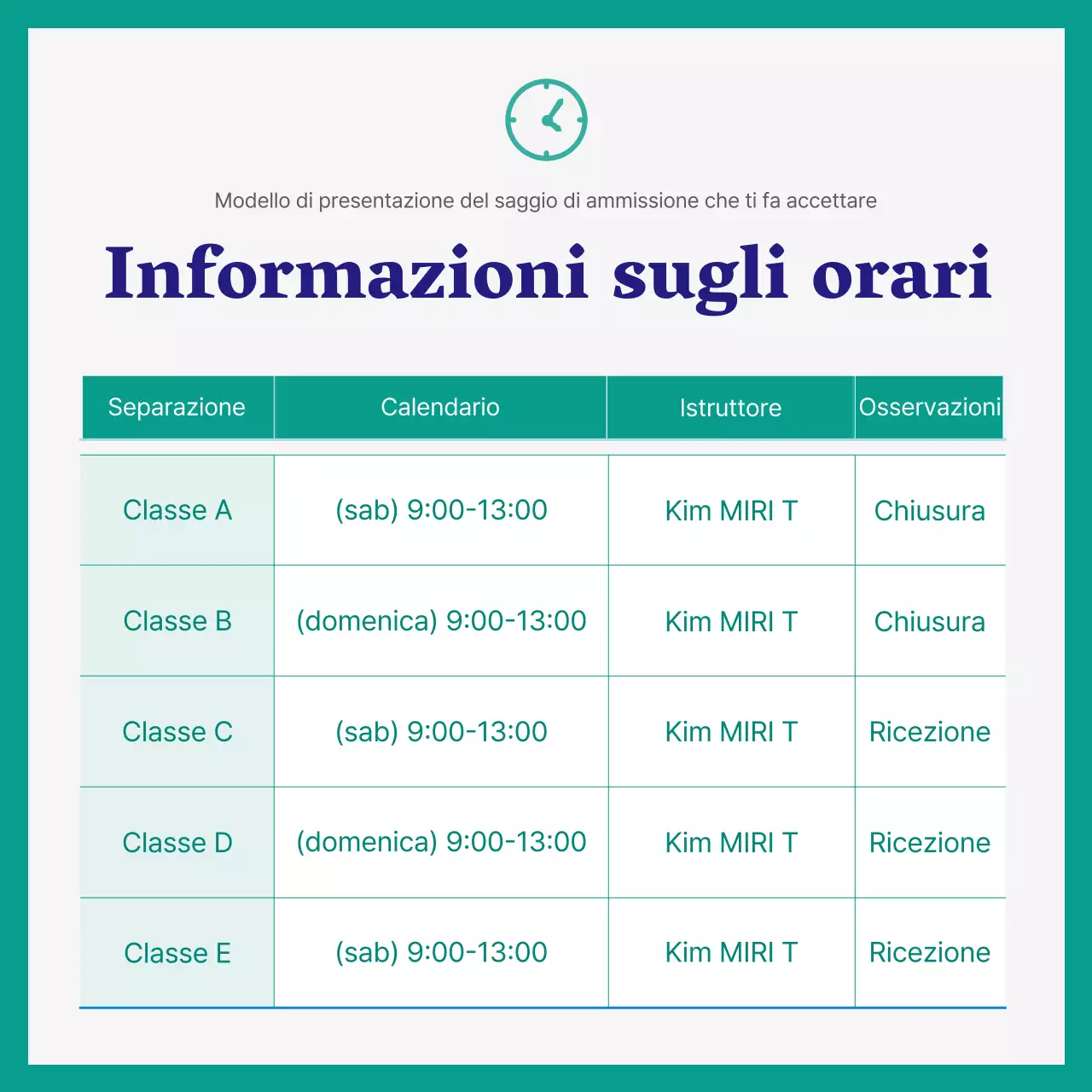 Saggio d'ingresso semplice verde e blu navy promozione scolastica