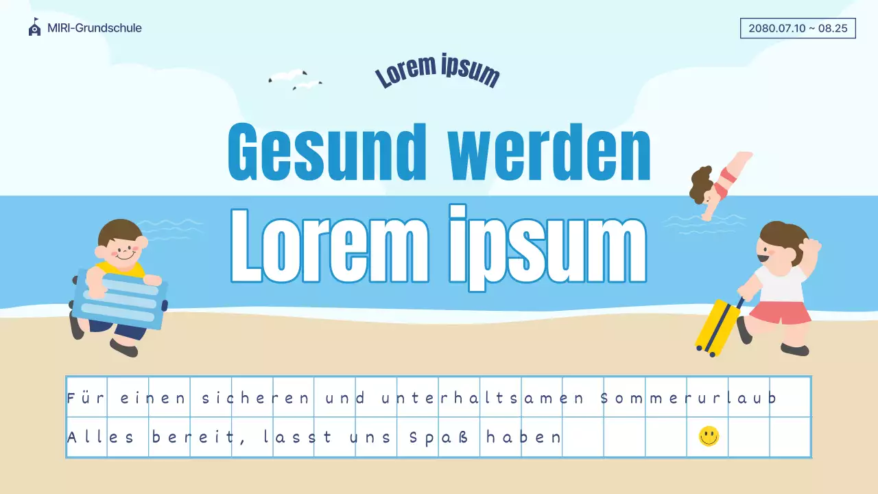 Eine hübsche Präsentation in Blau und Beige für den Sommerurlaub