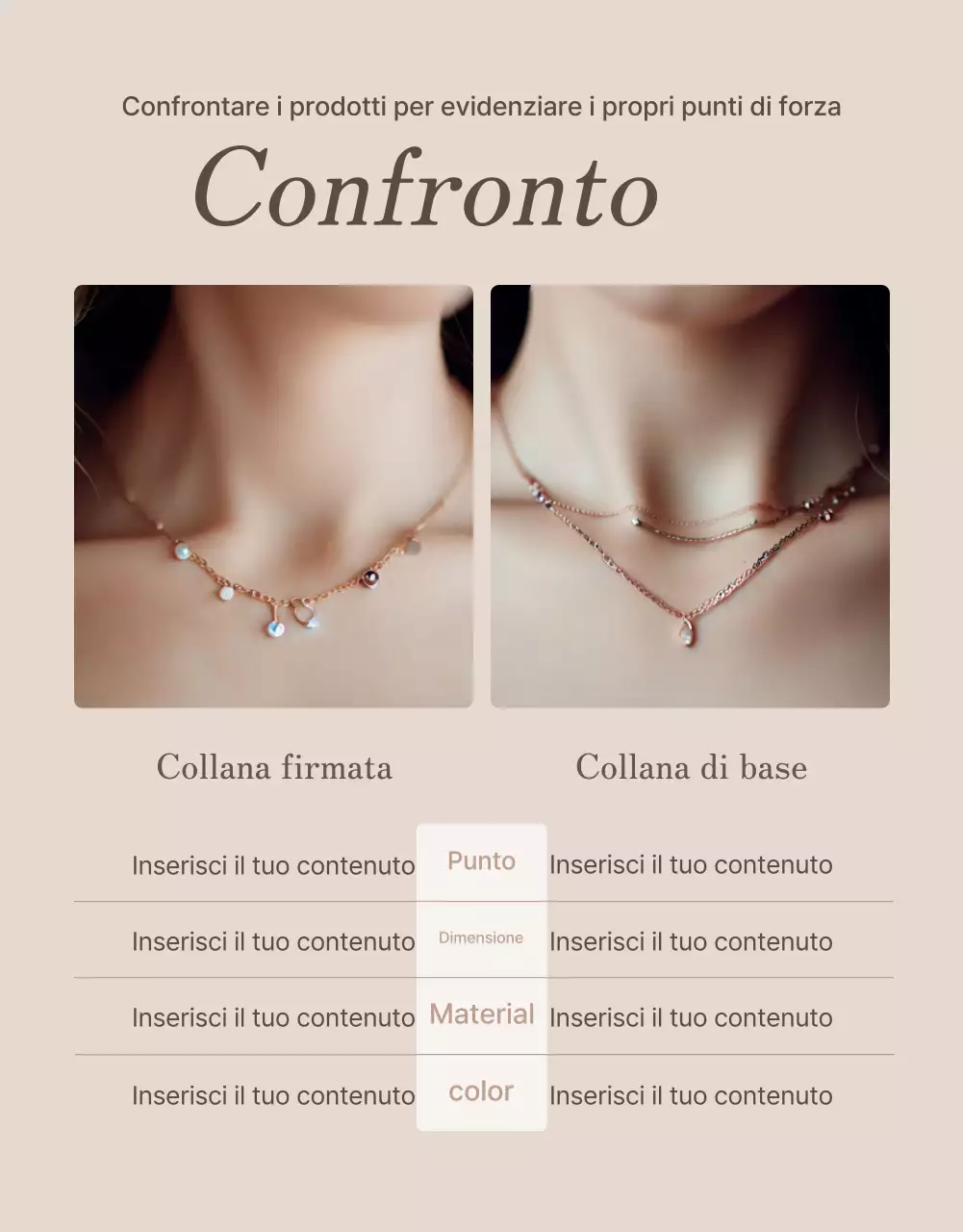 Promuovete la vostra pagina di controllo dei gioielli con i colori marrone e beige