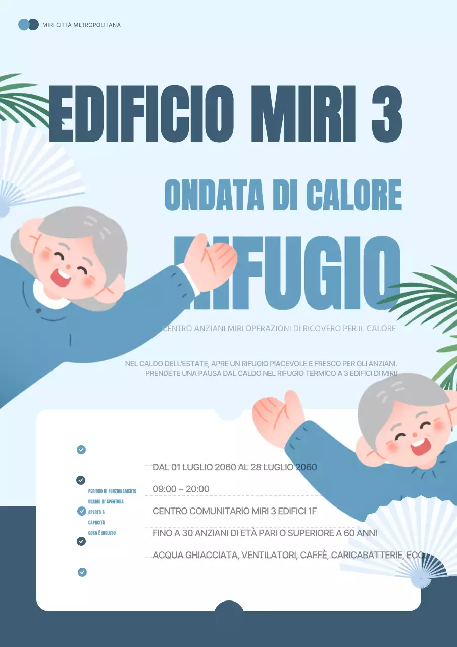 Una guida al rifugio termico per anziani semplice di colore blu chiaro e blu navy