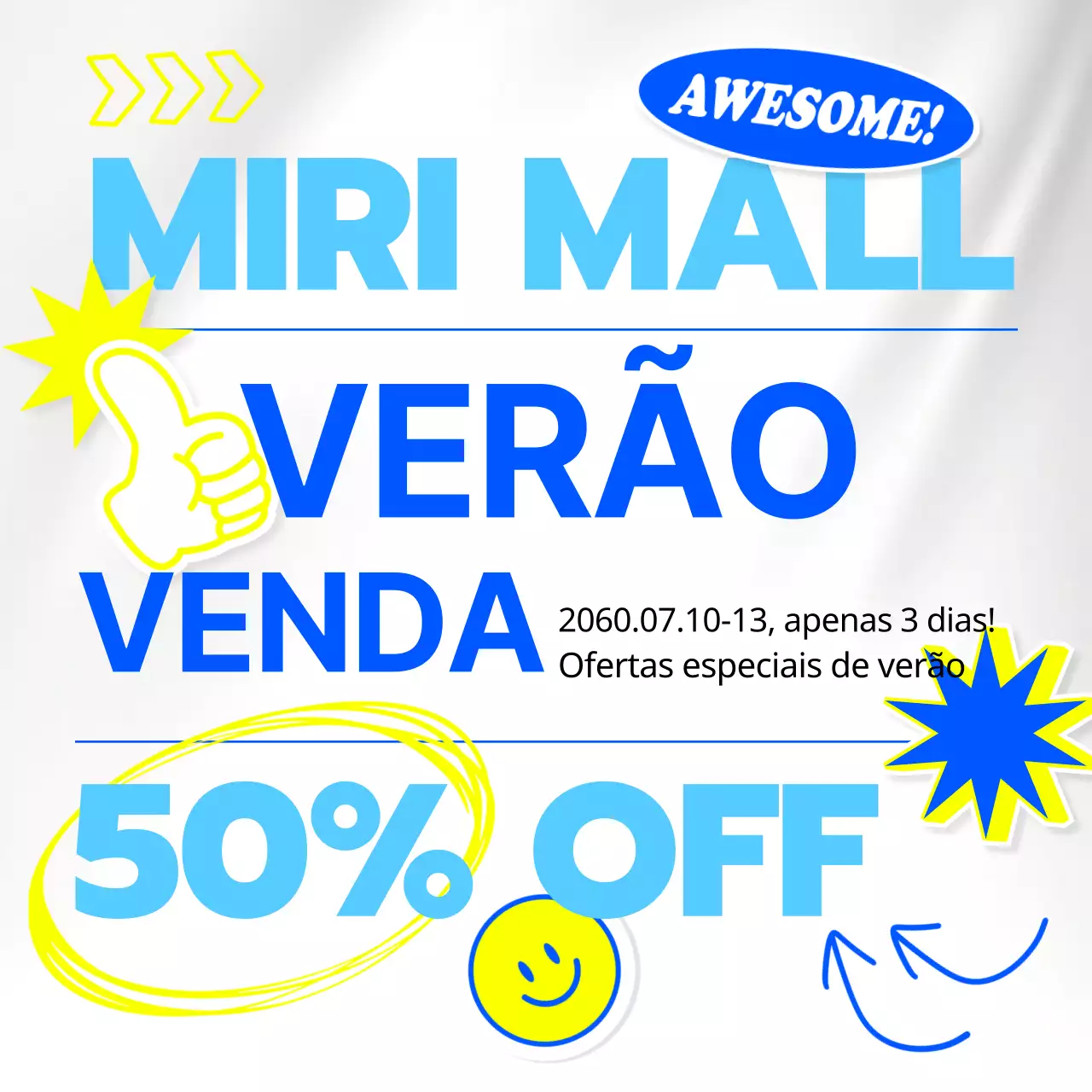 Promover uma venda bonita em amarelo e azul